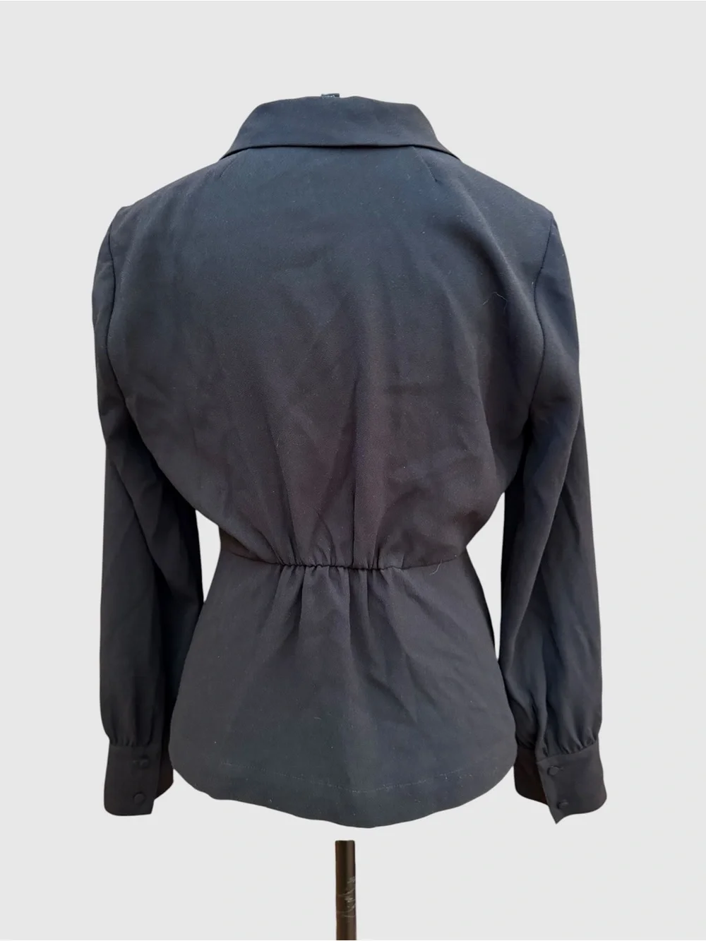 J Crew black drapey faux wrap top
